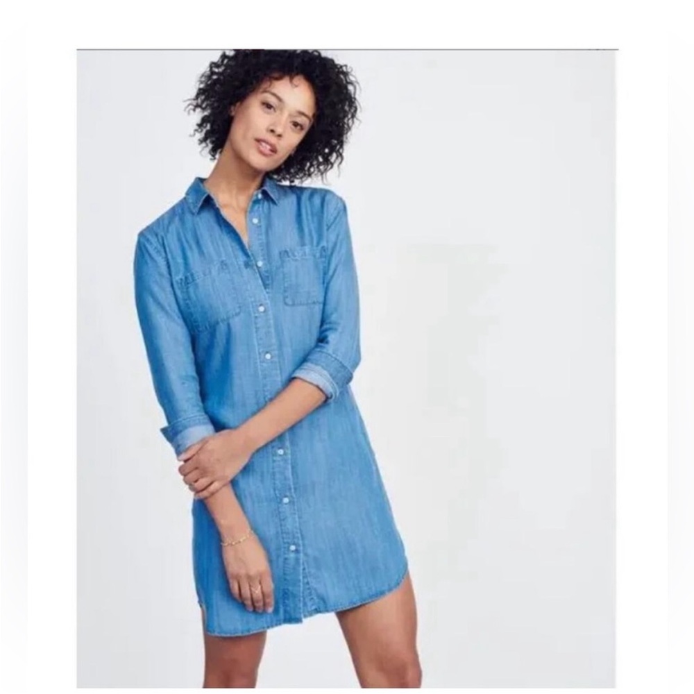 Untuckit Women’s Maraska Long Sleeve Blue Denim Shirt Dress Sz 18